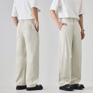 <span class=keywords><strong>Pantaloni</strong></span> Casual da Uomo in Cotone e <span class=keywords><strong>Lino</strong></span> Primavera Estate 2026, Gamba Larga, Stile Workwear con Doppia Pieghezza - Product Image 2
