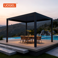 Système de pavillon de jardin bioclimatique imperméable UOGEL M3 en alliage d'aluminium, pergola extérieure avec toit intégré, piscine, poudre