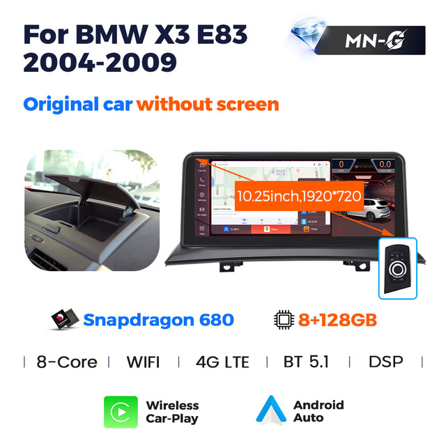 ID8 10.25'' Android 13 CAR VIDEO for Bmw X3 E83 Without Screen 2004-2009 Stereo Car-play Voice Control Radio