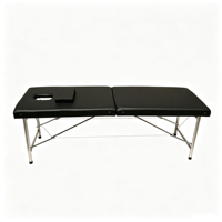 Table de massage professionnelle pliable en 2 sections avec pieds en acier inoxydable, mobilier portable pour spa et salon avec appui-tête