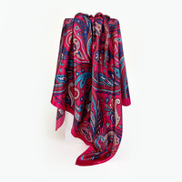 Écharpe carrée en satin Bestella Fashion 90 cm, grand motif vintage, style européen et américain, châle classique à motif cachemire, châles traditionnels