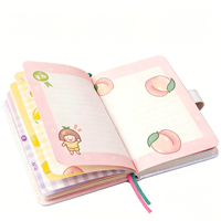 Cuaderno de Patrón Frutal de Alta Calidad con Páginas a Color, Estilo Corazón de Niña, para Estudiantes, Literatura y Arte, Regalo, Cosido, 96 Hojas Impresas