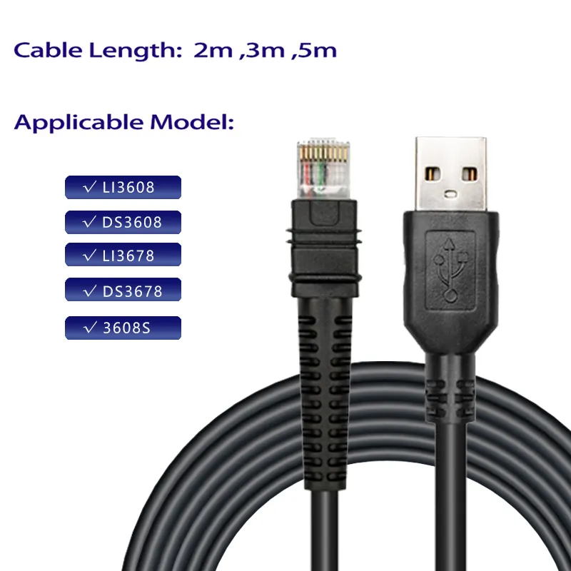 Cable Canner de 2m, cable Canner LI3608-SR LI3678-SR 10P101045 45 45 45 R50 a 45 11D 2D, cable de datos