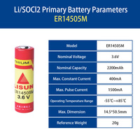 Batería de Litio de Alta Potencia ER14505M 3.6V 2200mAh AA Li-SOCl2 para Dispositivos IoT, Sensores Inalámbricos y Etiquetas RFID Activas
