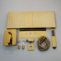 Système de Douche Luxe Doré avec Pommeau Pluie et Cascade et Douchette à Main, Certifié CE, OEM Personnalisable pour Hôtels et Commandes en Gros