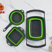 Nieuwe Stijl Opvouwbare Vergiet Set, Pasta Zeef Mand Met Plastic Handgrepen, Inklapbare Theepot Voor Keuken Met Handvatten