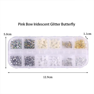 12 Grille Boîte Alliage Papillon Strass pour Ongles 3D Rose Arc Irisé Paillettes Papillon Nail Art Charmes - Product Image 6