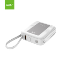Produit tendance Prix de gros personnalisé Mini bloc d'alimentation LCD Charge rapide numérique PD 20W Power Bank 10000mAh Câble intégré