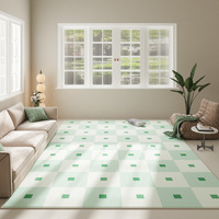 Tapis en peluche moelleux 8x10 pour salon et chambre à coucher motif d'échiquier avec boucle de texture tapis en polyester rembourré
