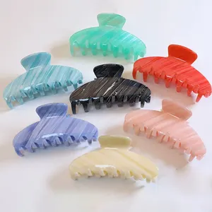 2022 Custom Acetate Hair Claw Girl Hair Clip Japanese Accessories 10cm Jelly Black Stripe Claw Clip
