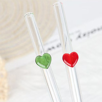 Paille en verre à cœur d'amour multicolore écologique Paille en verre réutilisable torsadée pour smoothies MilkshakesBar Accessoires