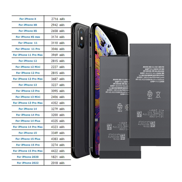 Mobile Phone Battery for iPhone Batterie Replacement for iPhone 11 12 13 14 15 16 X Xs Xr Max 8 7 6s Plus