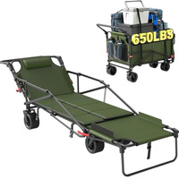Chariot de camping pliable à quatre roues pour le stockage en extérieur, lit de camping/chariot de camping, super robuste, portable, petit chariot en acier au carbone Oxford