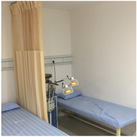Wujiang gorden medis Spunbond FR pembagi kubus privasi partisi pabrik tirai tempat tidur rumah sakit tirai berlubang dengan jaring