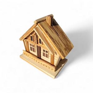 Hucha Personalizada con Forma de Chalet, Hucha de Ahorro Hecha a Mano de Madera, Hucha de <span class=keywords><strong>Haya</strong></span> Maciza, Regalo Familiar, Ahorro para la Nueva Casa - Product Image 4