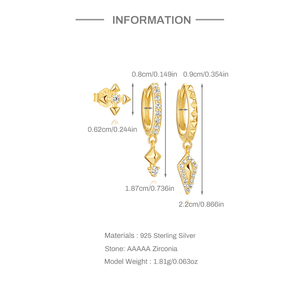 Boucles d'oreilles créoles tendance, lot de 3 pièces, plaqué or 18 carats, boucles d'oreilles créoles de luxe très vendues pour femmes, 925 - Product Image 6