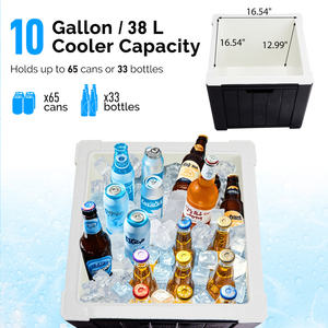 Coffre à glace DB Portable de 10 gallons avec poignée intégrée Table d'appoint de cocktail extérieure multifonctionnelle Matériau PP Motif imprimé - Product Image 2