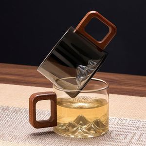 Taza de Té Moderna Reutilizable Ecológica de Vidrio de Borosilicato con Asa de Madera, Pequeña Capacidad de 90 ml para Uso en Oficina y Hogar - Product Image 5