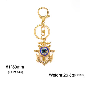 Llavero al por mayor con ancla de barco de diamantes de imitación, colgante de cristal con forma de ojo de <span class=keywords><strong>diablo</strong></span>, accesorios de regalo - Product Image 4