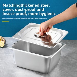 Wadah Penyimpanan Makanan Persegi Panjang GN Pan Stainless Steel 304 Grosir Dengan Tutup Berbagai Ukuran untuk Katering - Product Image 5