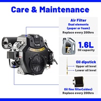Moteur portable d'occasion TLJ TJ740 739cc 2 cylindres OHV 4 temps 27 CV refroidi par air, démarrage électrique, normes CE/Euro 5