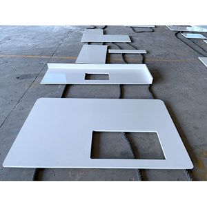 Mặt Bàn Bằng Đá Thạch Anh Trắng Lấp Lánh Sản Xuất Tại Việt Nam Dành Cho Quầy Bếp Được Chế Tạo Sẵn - Product Image 1