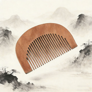 Peach Wood Fine Tooth Comb Large Portable Travel Hair Comb - Product Image 3