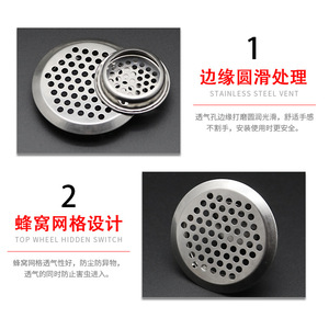 Grilles de ventilation rondes en acier inoxydable pour armoires et placards, dissipation de chaleur, 4 tailles - Product Image 4
