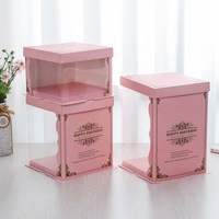 Boîte à gâteaux en papier de mariage, Design avec fenêtre transparente, boîtes à pâtisserie, boîte à gâteaux d'anniversaire rose, offre spéciale