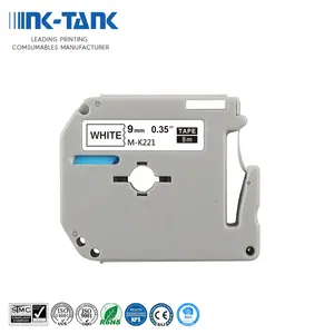 INK-TANK 9mm Compatible M-K221 MK 221 MK221 K821 K621 Black on White P-Touch Label Cartridge Tape for Brother PT-65 Printer