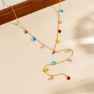Exquisite Colorful Water-Drop Tassel Pendant Necklace Stainless Steel Lariat Y-shaped Necklace for Women Jewelry Party Gift - Product Image 3