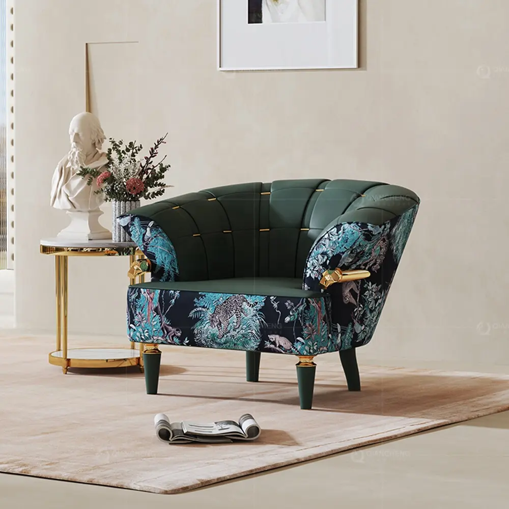 En yeni tasarım ofis deri sandalye veya kanepe kraliyet oturma odası ve kanat sandalyeler kapak deri yeşil kadife tırnak kanepe sandalye