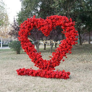 New Custom Cheap Price Event Party <b>Backdrop</b> Arch Flower Arrangement Heart Shaped <b>Stand</b> red Artificial Flowers for Decoration - Product Image 2