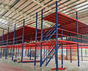 Heavy Duty Steel Mezzanine <b>Rack</b> 3 Layer Powder Coated Blue With Steel Grating Floor Industrial Storage System - Product Image 3