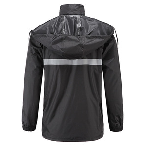 Conjunto de dos piezas de impermeable y pantalones de lluvia Double Rain 9928, negro, doble capa, engrosado, con tiras reflectantes para camping, para adultos. - Product Image 3