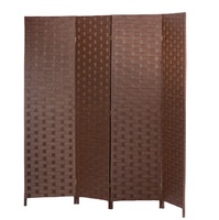 Paravent en bambou chinois Antique de couleur marron foncé, Paravent à 4 panneaux