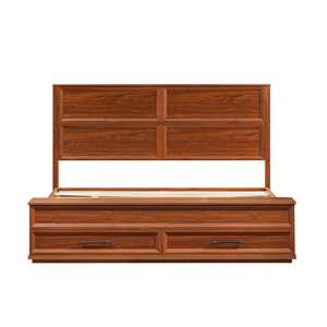 Lit king size avec banc de rangement 4 tiroirs en noyer, mobilier de chambre moderne - Product Image 6