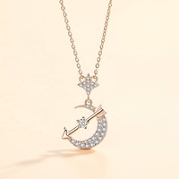 Bijoux de mode personnalisés pour femmes en argent sterling 925 cupidon amour flèche étoile lune collier pendentif pour couples petite amie cadeaux