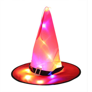 Chapeaux de sorcières, de magiciens et de sorciers lumineux à LED pour la fête d'Halloween, accessoires décoratifs pour la fête des fantômes d'hiver, 100% coton, taille 48-50 cm - Product Image 5