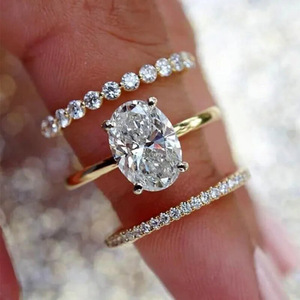 Ensemble de bijoux de mariée A191, diamant taille ovale, argent 925, sertissage griffe, bague de fiançailles pour femme, parures de bijoux raffinés - Product Image 6
