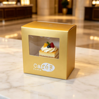 Boîte à gâteau personnalisée avec fenêtre, boîte à rabat, boîte en carton doré 300 g/m², estampage à chaud doré, emballage de luxe