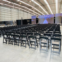 Chaises pliantes en résine noire rembourrées en plastique pour événements, empilables, pour jardin extérieur et mariages, vente en gros