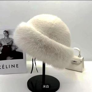 Chapeau en tricot en fausse fourrure de lapin pour femmes, <span class=keywords><strong>pompon</strong></span> amovible en fourrure de lapin, vente en gros pour un usage décontracté en hiver, tissu en terry - Product Image 2