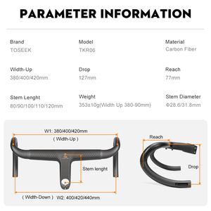 Manillar de Bicicleta de Carretera Aero Ligero Personalizado con Cableado Interno <span class=keywords><strong>y</strong></span> Soporte para Ciclocomputador, Impresión 3D en Titanio para Bicicletas de Carretera - Product Image 2