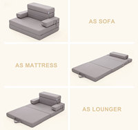 Canapé-lit convertible multifonctionnel, canapé de sol et matelas de couchage, chaise pliante portable pour chambre d'amis, petit espace