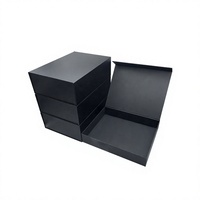 Boîte en carton pliable magnétique avec logo personnalisé, emballage cadeau magnétique noir