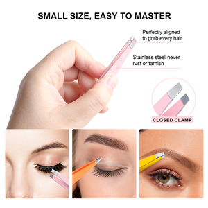 Juego de pinzas para cejas personalizadas para extensión de pestañas profesional, 2 uds., juego de pinzas para cejas de acero inoxidable 2 en 1 de viaje con bolsa de Pu - Product Image 4