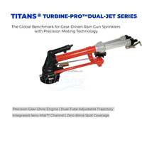 TITANS TY60S Pro Pistola de Riego de Doble Chorro Impulsada por Turbina, Alcance de 51m, Alta Presión, Accionamiento por Engranajes, Pistola Grande para Máquina de Enrollar Mangueras