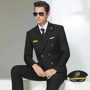 Camisa de Uniforme de Capitán de Avión Azul de Alta Gama con Chaqueta, Conjunto de Uniforme de Institución de Entrenamiento de Pilotos - Product Image 3