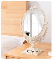 Miroir de maquillage vintage, miroir de coiffeuse de bureau pour chambre à coucher, petit miroir sculpté pour dortoir d'étudiant